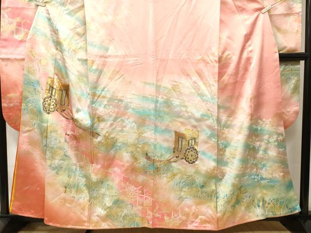 平和屋着物■フランソワーズ・モレシャン　振袖　刺繍　注水御所車飛鳥花文　暈し染め　金銀彩　正絹　逸品　CABI8143ev