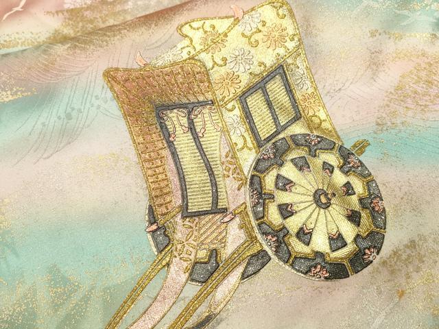平和屋着物■フランソワーズ・モレシャン　振袖　刺繍　注水御所車飛鳥花文　暈し染め　金銀彩　正絹　逸品　CABI8143ev