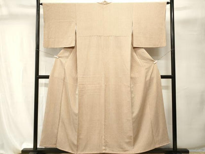 平和屋着物■上質な小紋　縞　霰文　鬼しぼ縮緬　正絹　逸品　CABI8158ev