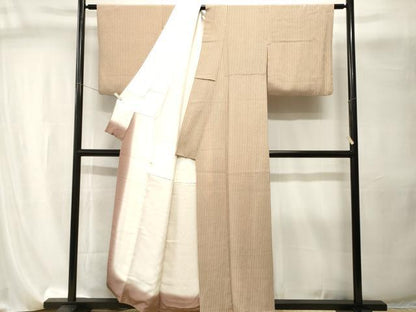 平和屋着物■上質な小紋　縞　霰文　鬼しぼ縮緬　正絹　逸品　CABI8158ev