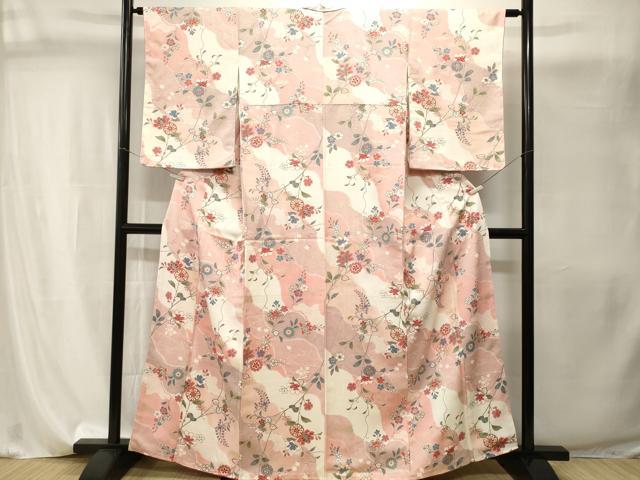 平和屋着物■上質な小紋　道長更紗花文　千鳥　金彩　正絹　逸品　CABI8159ev