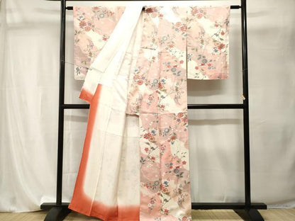 平和屋着物■上質な小紋　道長更紗花文　千鳥　金彩　正絹　逸品　CABI8159ev