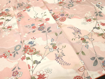 平和屋着物■上質な小紋　道長更紗花文　千鳥　金彩　正絹　逸品　CABI8159ev