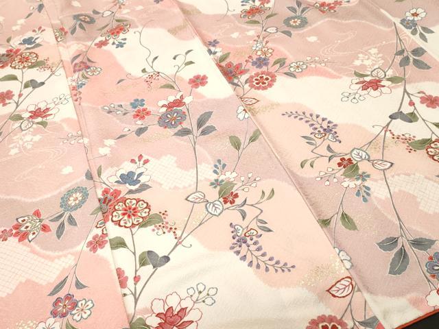 平和屋着物■上質な小紋　道長更紗花文　千鳥　金彩　正絹　逸品　CABI8159ev