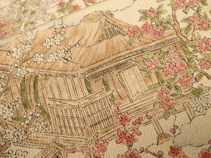 平和屋着物■上質な小紋　作家物　本草木染　風景文　鬼しぼ縮緬　正絹　逸品　CABI8163ev