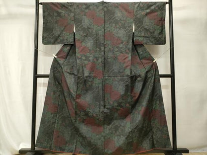 平和屋着物■本場大島紬　御所車花文　正絹　逸品　CABI8174ev
