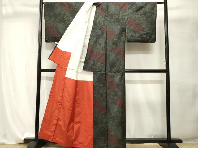 平和屋着物■本場大島紬　御所車花文　正絹　逸品　CABI8174ev