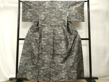 平和屋着物■上質な紬　樹林風景文　正絹　逸品　CABI8182ev