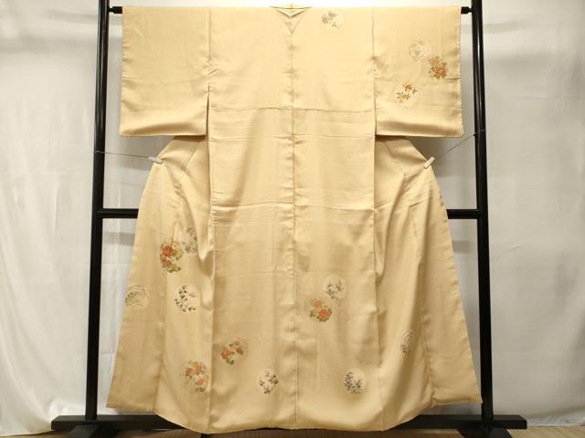 平和屋着物■訪問着　刺繍　草花丸文　正絹　逸品　CABI8186ev
