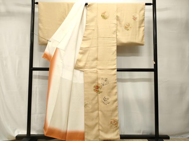 平和屋着物■訪問着　刺繍　草花丸文　正絹　逸品　CABI8186ev