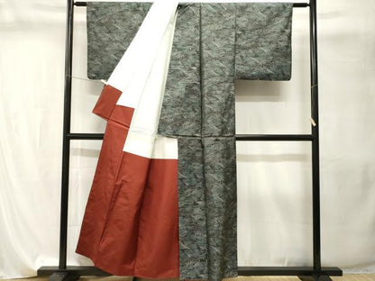 平和屋着物■本場大島紬　草木文　正絹　逸品　CABI8187ev