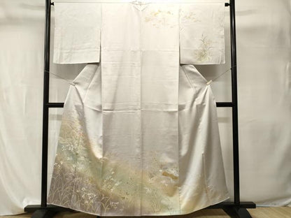 平和屋着物■訪問着　舟　群鶴流水草花文　暈し染め　金彩　正絹　逸品　CABI8190ev