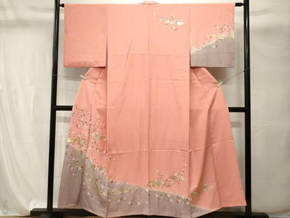 平和屋着物■訪問着　雲取り枝花文　暈し染め　金銀彩　正絹　逸品　CABI8191ev