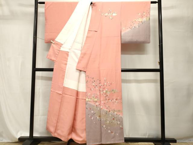 平和屋着物■訪問着　雲取り枝花文　暈し染め　金銀彩　正絹　逸品　CABI8191ev