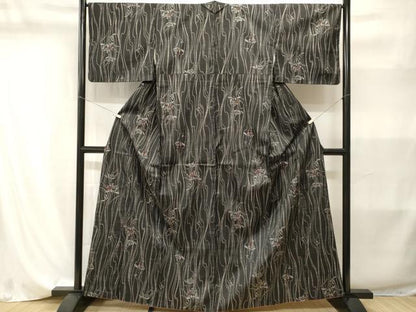 平和屋着物■本場染大島紬　草花文　正絹　逸品　CABI8200ev