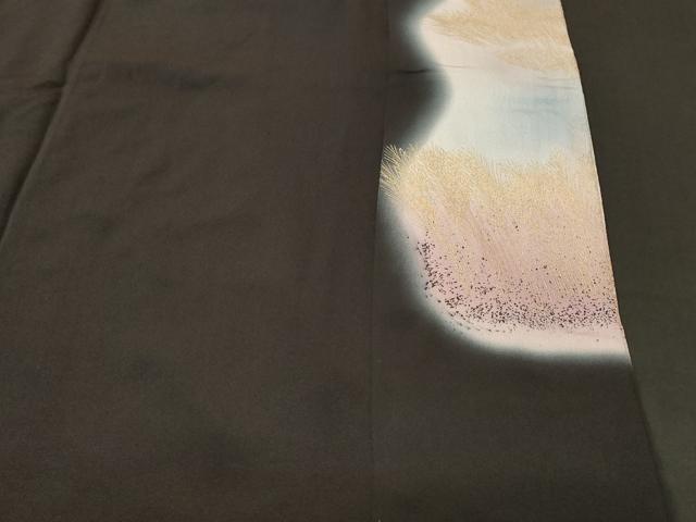 平和屋着物■豪華黒留袖　刺繍　芒尾長鳥飛鳥文　暈し染め　金彩　正絹　逸品　CABI8203ev