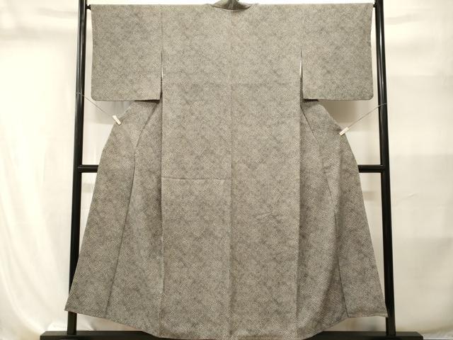 平和屋着物■上質な小紋　鹿の子文　黒地　正絹　逸品　CABI8208ev