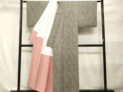 平和屋着物■上質な小紋　鹿の子文　黒地　正絹　逸品　CABI8208ev
