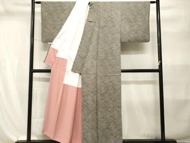 平和屋着物■上質な小紋　鹿の子文　黒地　正絹　逸品　CABI8208ev