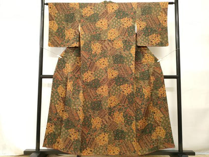 平和屋着物■上質な小紋　切嵌吉祥花文　暈し染め　正絹　逸品　CABI8210ev