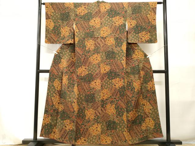 平和屋着物■上質な小紋　切嵌吉祥花文　暈し染め　正絹　逸品　CABI8210ev