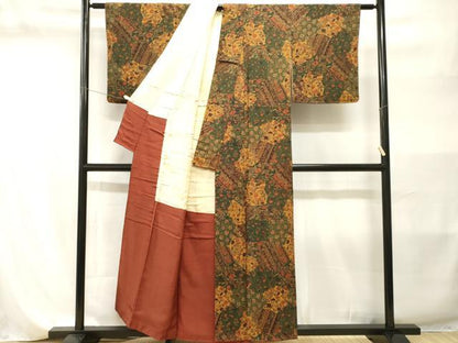 平和屋着物■上質な小紋　切嵌吉祥花文　暈し染め　正絹　逸品　CABI8210ev