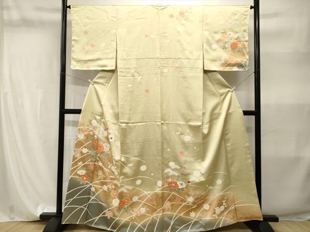 平和屋着物■訪問着　駒刺繍　枝花文　暈し染め　金彩　正絹　逸品　CABI8214ev