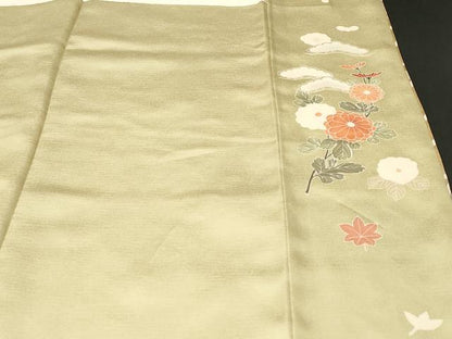 平和屋着物■訪問着　駒刺繍　枝花文　暈し染め　金彩　正絹　逸品　CABI8214ev