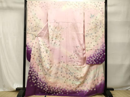 平和屋着物■豪華振袖　飛鳥枝桜文　暈し染め　金銀彩　正絹　逸品　CABI8219ev
