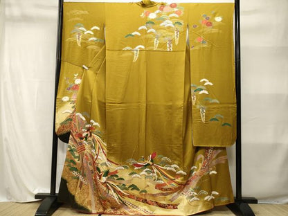 平和屋着物■豪華振袖　駒刺繍　浜松束ね熨斗鳳凰花文　暈し染め　金彩　正絹　逸品　CABI8223ev
