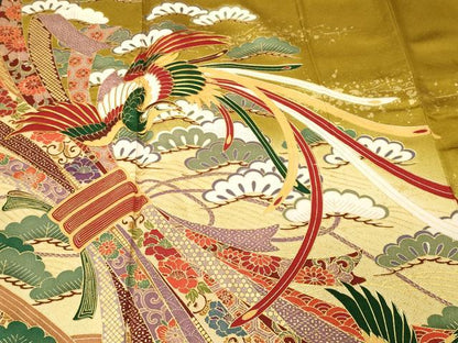 平和屋着物■豪華振袖　駒刺繍　浜松束ね熨斗鳳凰花文　暈し染め　金彩　正絹　逸品　CABI8223ev
