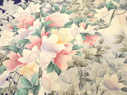 平和屋着物■豪華振袖　枝花文　暈し染め　銀彩　正絹　逸品　CABI8224ev