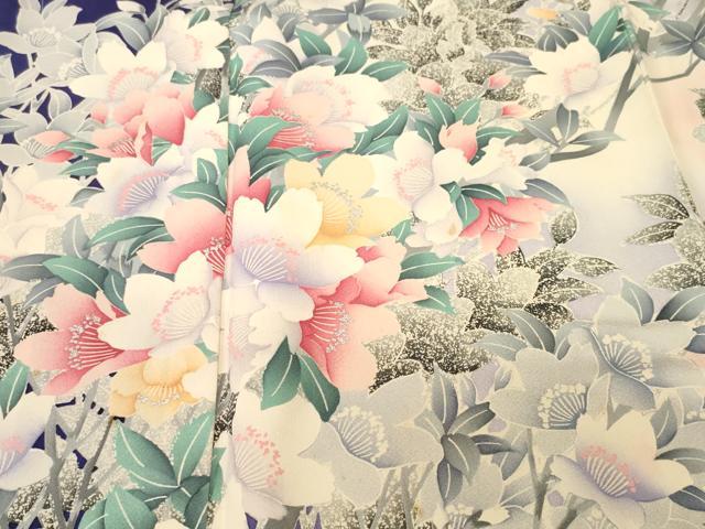 平和屋着物■豪華振袖　枝花文　暈し染め　銀彩　正絹　逸品　CABI8224ev