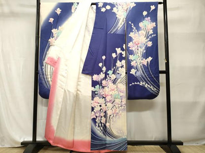 平和屋着物■豪華振袖　刺繍　枝花文　暈し染め　正絹　逸品　CABI8229ev