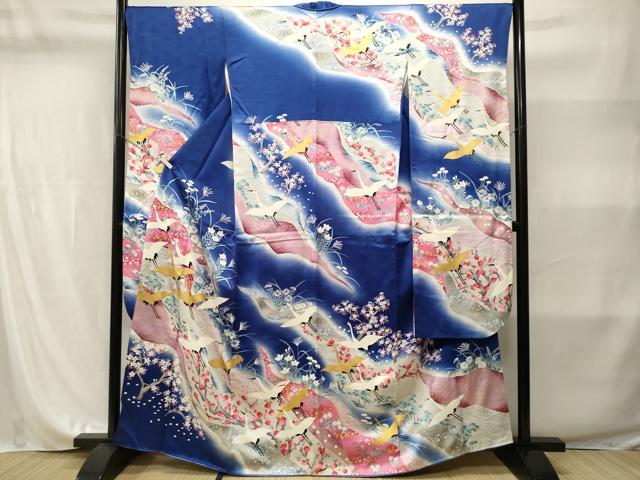 平和屋着物■豪華振袖　駒刺繍　道長飛鶴枝花文　暈し染め　金彩　正絹　逸品　CABI8230ev