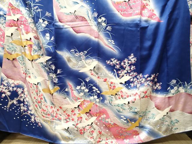 平和屋着物■豪華振袖　駒刺繍　道長飛鶴枝花文　暈し染め　金彩　正絹　逸品　CABI8230ev