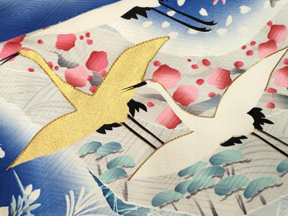 平和屋着物■豪華振袖　駒刺繍　道長飛鶴枝花文　暈し染め　金彩　正絹　逸品　CABI8230ev