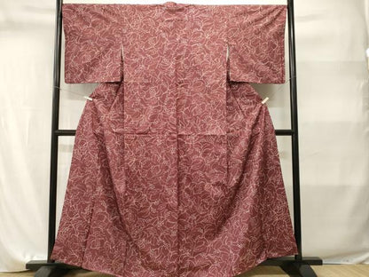 平和屋着物■上質な小紋　紬地　葡萄蔦の葉文　正絹　逸品　CABI8232ev