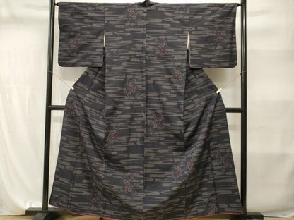平和屋着物■結城紬　80亀甲　枝花文　正絹　逸品　CABI8233ev