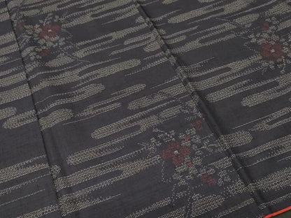 平和屋着物■結城紬　80亀甲　枝花文　正絹　逸品　CABI8233ev