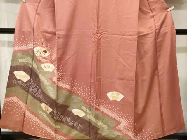平和屋着物■訪問着　刺繍　地紙草花文　金銀彩　正絹　逸品　CABI8240ev