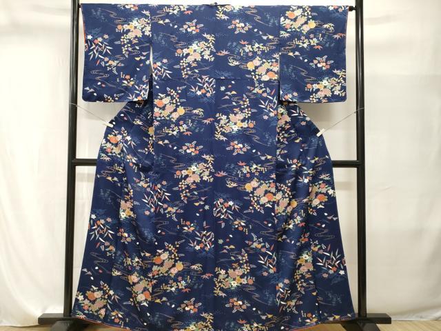 平和屋着物■上質な小紋　流水吹き寄せ文　金彩　正絹　逸品　CABI8243ev