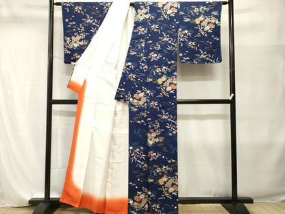 平和屋着物■上質な小紋　流水吹き寄せ文　金彩　正絹　逸品　CABI8243ev