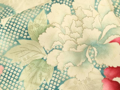 平和屋着物■豪華振袖　駒刺繍　尾長鳥草花文　金彩　正絹　逸品　CABI8245ev
