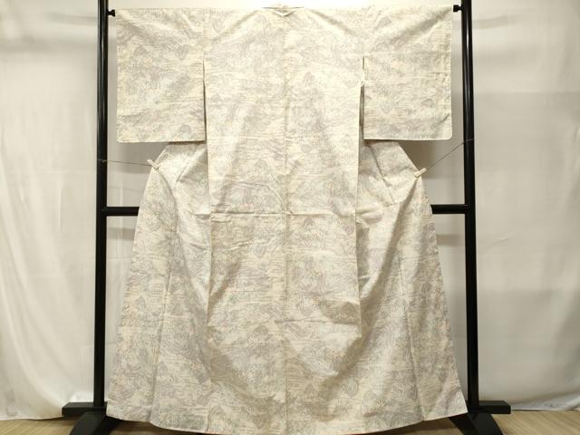 平和屋着物■上質な紬　遠山流水花文　正絹　逸品　CABI8248ev