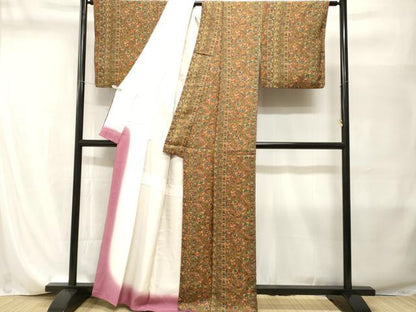 平和屋着物■上質な小紋　更紗花間道　正絹　逸品　CABI8250ev