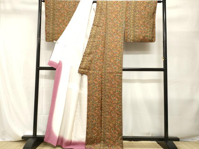 平和屋着物■上質な小紋　更紗花間道　正絹　逸品　CABI8250ev