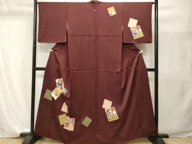 平和屋着物■訪問着　色紙重ね草花文　金彩　正絹　逸品　CABI8257ev