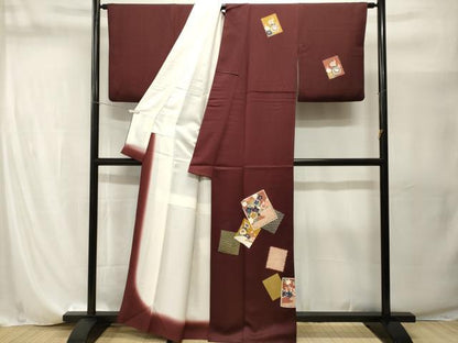 平和屋着物■訪問着　色紙重ね草花文　金彩　正絹　逸品　CABI8257ev