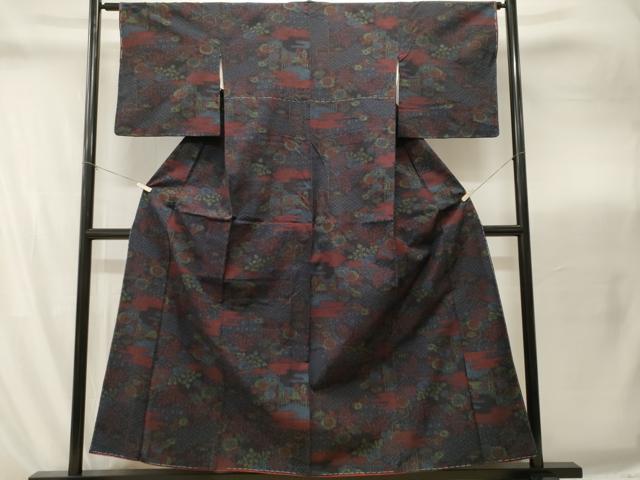 平和屋着物■結城紬　風景文　やまと誂製　証紙付き　正絹　逸品　未使用　CABI8261ev